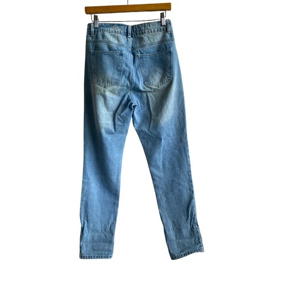 Chelsea & Violet High Rise Distressed Floral Embroidered Mom Jeans 28 Country - Picture 2 of 16